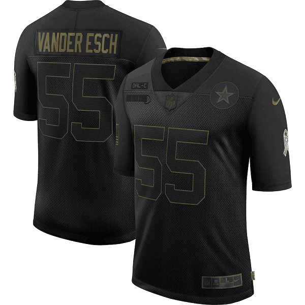 Men's Dallas Cowboys #55 Leighton Vander Esch Black NFL 2020 Salute To Service Limited Stitched Jersey